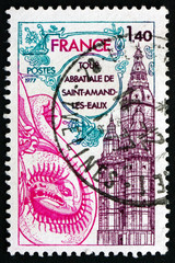 Postage stamp France 1977 Abbey Tower, Saint-Amand-les-Eaux
