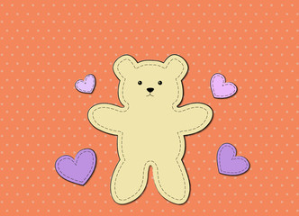 teddy bear graphic board orange background