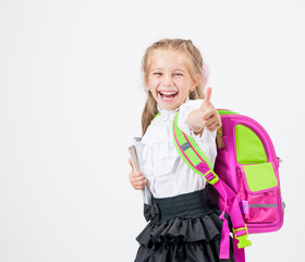 cute little girl in school uniform