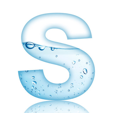 Water and water bubble alphabet letter. 