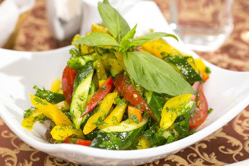 vegetable salad on a table in a restaurant