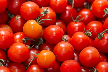background of ripe cherry tomatoes