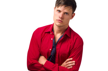 Portrait of a beautiful man posing fashion in a studio