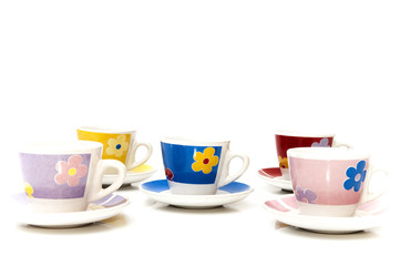 cups of coffee of different colors