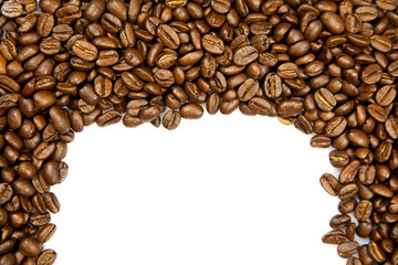 beans of coffee isolated on white background