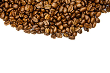 beans of coffee isolated on white background