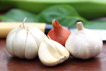 Fresh garlic with onion
