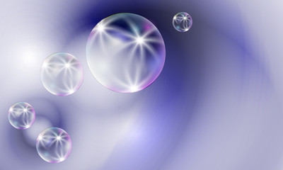transparent bubbles on a blue background