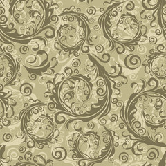 Seamless brown floral vintage vector pattern.