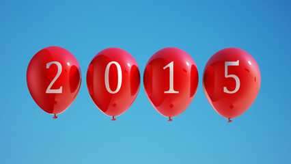 New Year 2015 Balloons with Clipping Path