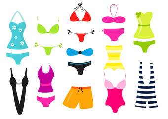 Various vector colorful swimsuit collection illustration