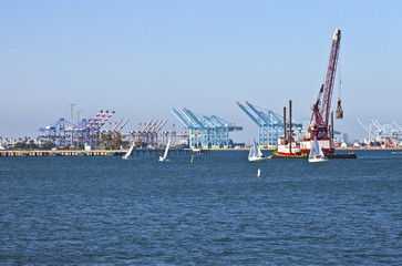 Naklejka premium Cranes of the port of Longbeach California.