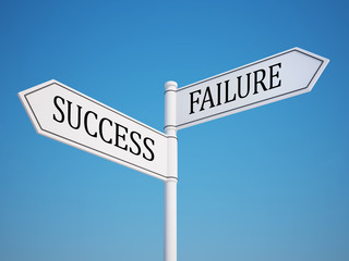 Success and Failure Signpost with Clipping Path