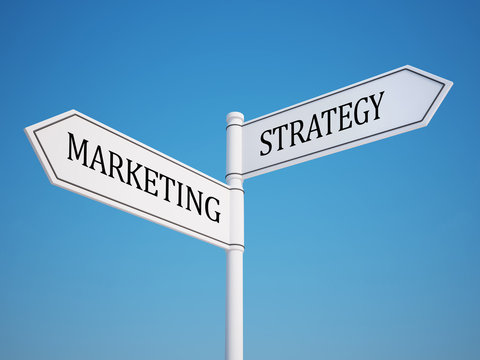 Marketing and Strategy Signpost with Clipping Path