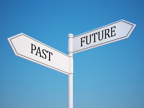 Past and Future Signpost with Clipping Path