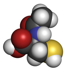 Acetylcysteine (NAC) mucolytic drug, chemical structure.