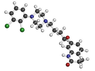 Aripiprazole antipsychotic drug, chemical structure.