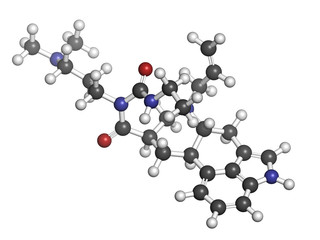 Cabergoline drug, chemical structure.