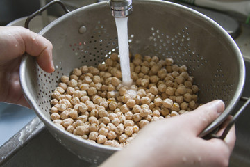 Washing Garbanzon Beans