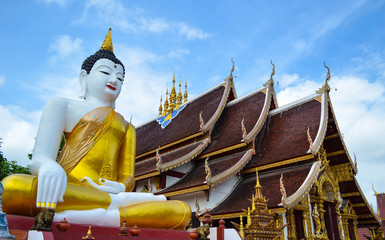 Big white buddha image at