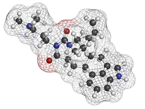 Cabergoline drug, chemical structure.