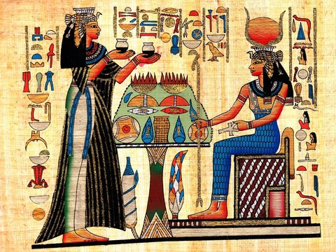 Scene from afterlife ceremony painted on papyrus