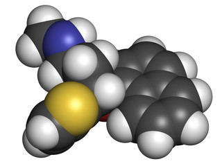 Duloxetine antidepressant drug (SNRI class), chemical structure.