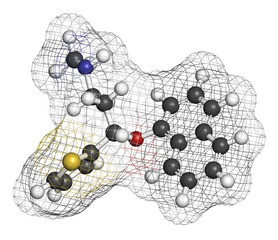 Duloxetine antidepressant drug (SNRI class), chemical structure.