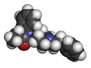 Fentanyl (fentanil) opioid analgesic drug, chemical structure.