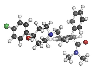 Loperamide diarrhea drug, chemical structure.