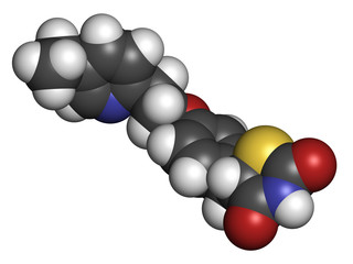 Pioglitazone diabetes drug, chemical structure.