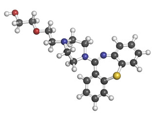 Quetiapine antipsychotic drug, chemical structure.