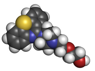 Quetiapine antipsychotic drug, chemical structure.