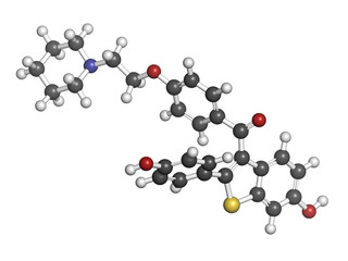 Raloxifene osteoporosis drug, chemical structure.