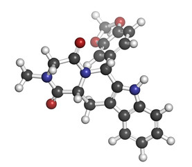 Tadalafil erectile dysfunction drug, chemical structure.