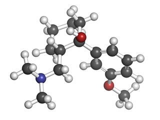 Tramadol opioid analgesic drug, chemical structure.