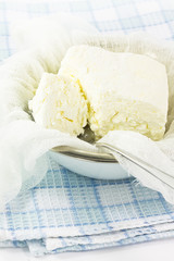 Fresh organic handmade cottage cheese