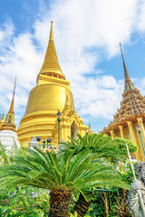 Fototapeta premium View of the Temple of Emerald Buddha and Golden Stupa in Thai