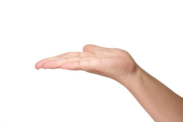 Woman hand Isolated on white.