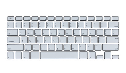 Modern computer keyboard isolated on white background