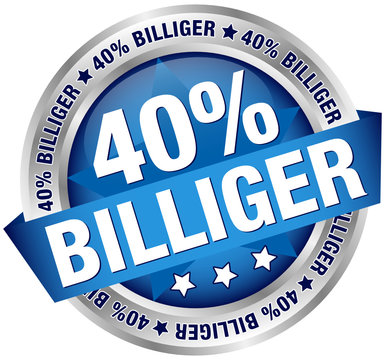 Button Banner "40% billiger" blau/silber