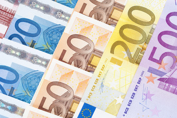 Obraz premium CLOSEUP OF EURO - EUROPEAN UNION BANKNOTES