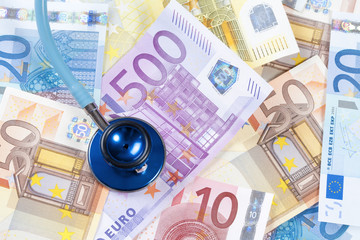 EUROPEAN UNION BANKNOTES AND STETHOSCOPE
