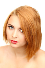 portrait of beautiful woman   with bright make-up