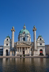 Fototapeta na wymiar St. Charles Church (Karlskirche, 1737). Vienna, Austria