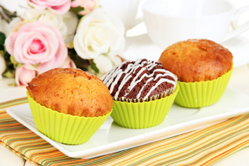 Sweet cupcakes close up
