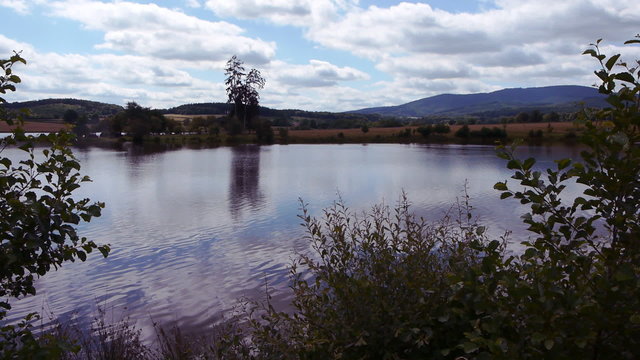 Lake and mountains in the Morvan, France