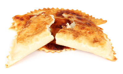 Tasty chebureks, isolated on white