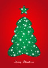 Weihnachtskarte mit sterngeschmücktem grünen Christbaum