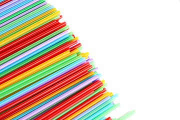 Fototapeta premium Many straws close-up isolated on white